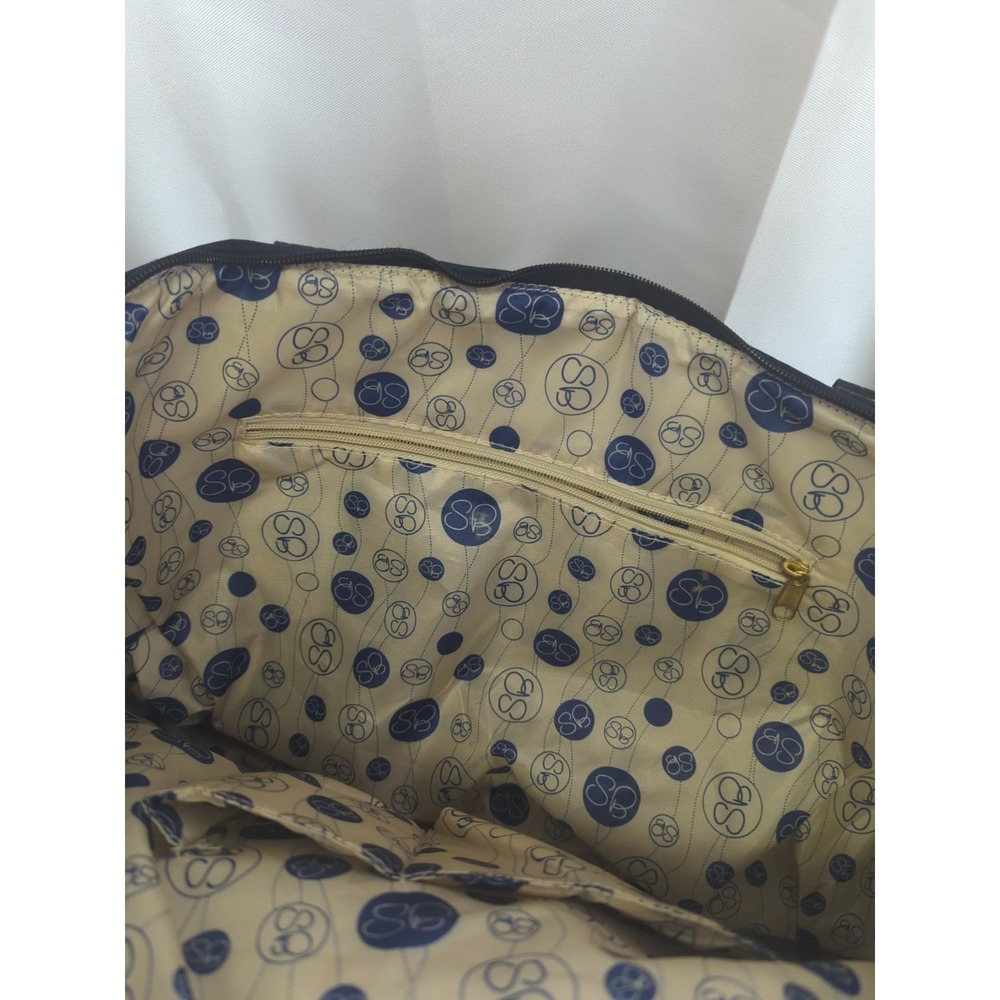 Samantha Brown Soft Travel Duffle Bag Navy Blue With Black Faux Croc Gently Used - Picture 2 of 13